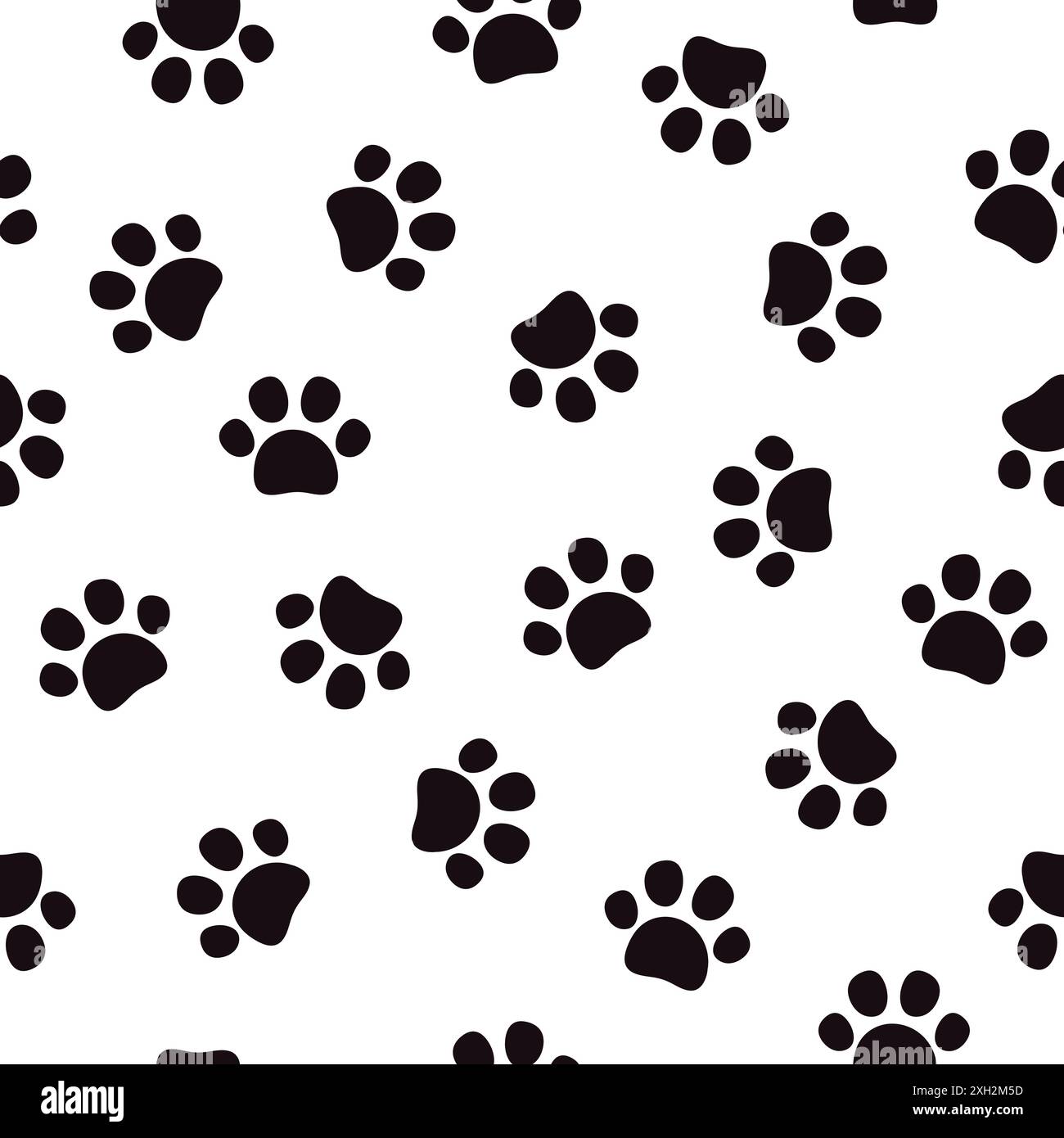Motivo zampa PET senza cuciture. Impronta di cane o gatto su sfondo bianco. Illustrazione vettoriale. Illustrazione Vettoriale