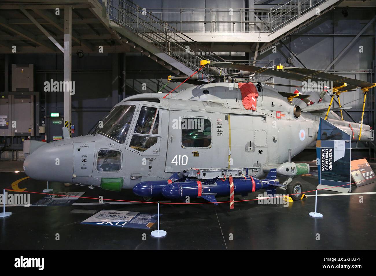 Westland Lynx HAS3, Hall 4, Royal Navy Fleet Air Arm Museum, RNAS Yeovilton, Ilchester, Somerset, Inghilterra, gran Bretagna, Regno Unito, Europa Foto Stock