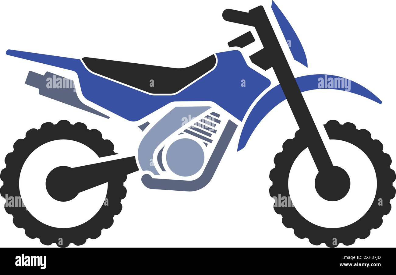 semplice moto moto moto dirtbike silhouette blu icona vista laterale vettore isolato su sfondo trasparente Illustrazione Vettoriale