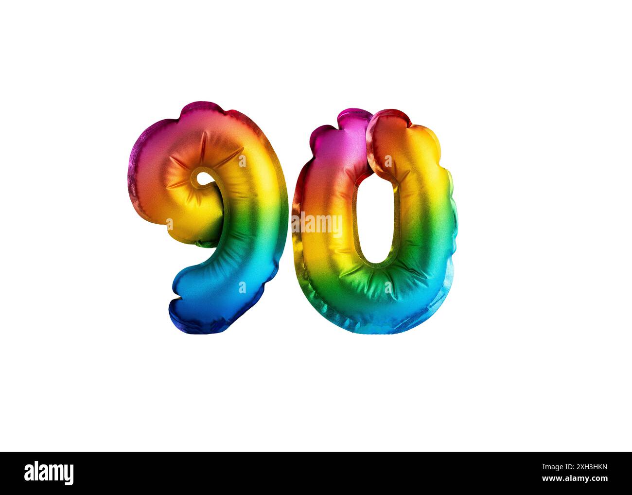 Mongolfiera multicolore numero 90 anniversario. Buon compleanno congratulazioni Foto Stock