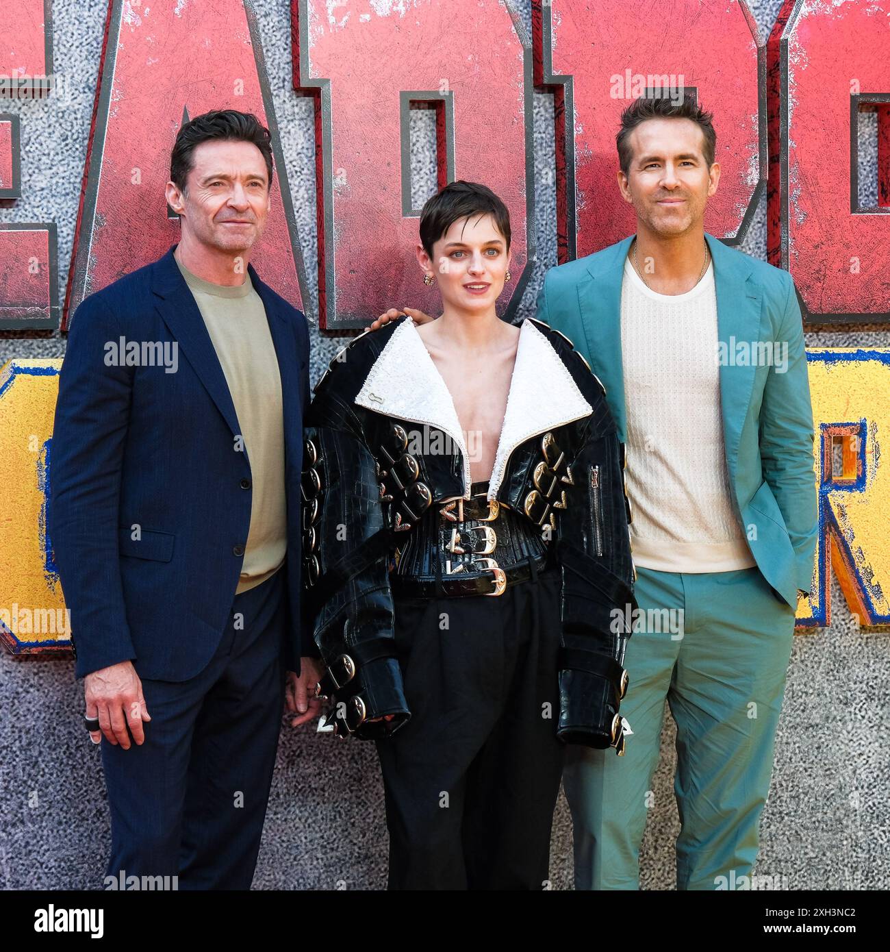 Londra, Regno Unito. 11 luglio 2024. Ryan Reynolds, Emma Corrin e Hugh Jackman visti al DEADPOOL & WOLVERINE - UK sneak Peek Event. Foto di Julie Edwards./Alamy Live News Foto Stock