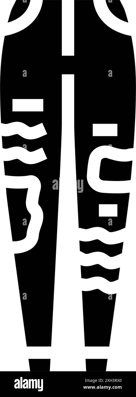 illustrazione vettoriale con icona glifo fatta a mano sui jeans in stile fai da te Illustrazione Vettoriale