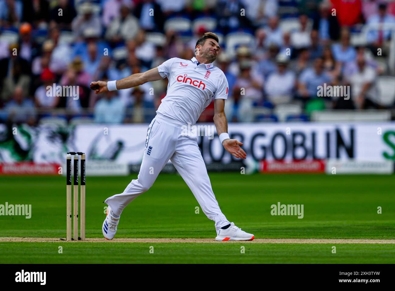 LONDRA, REGNO UNITO. 11 luglio, 24. James Anderson dell'Inghilterra nella partita del giorno 2 durante il primo Rothesay test match tra England Men e West Indies al Lord's Cricket Ground giovedì 11 luglio 2024 a LONDRA, INGHILTERRA. Crediti: Taka Wu/Alamy Live News Foto Stock