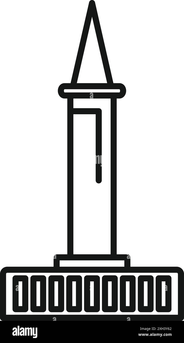 Icona della line art del monumento nazionale indonesiano, che rappresenta la storia e il patriottismo Illustrazione Vettoriale