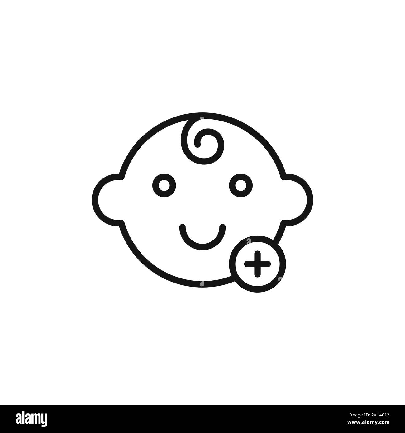 Aggiunta di un nuovo contorno vettoriale del logo dell'icona di nascita in bianco e nero Illustrazione Vettoriale