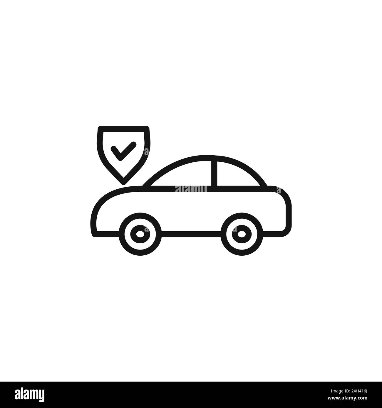 Logo dell'icona assicurazione auto bordo vettoriale in bianco e nero Illustrazione Vettoriale