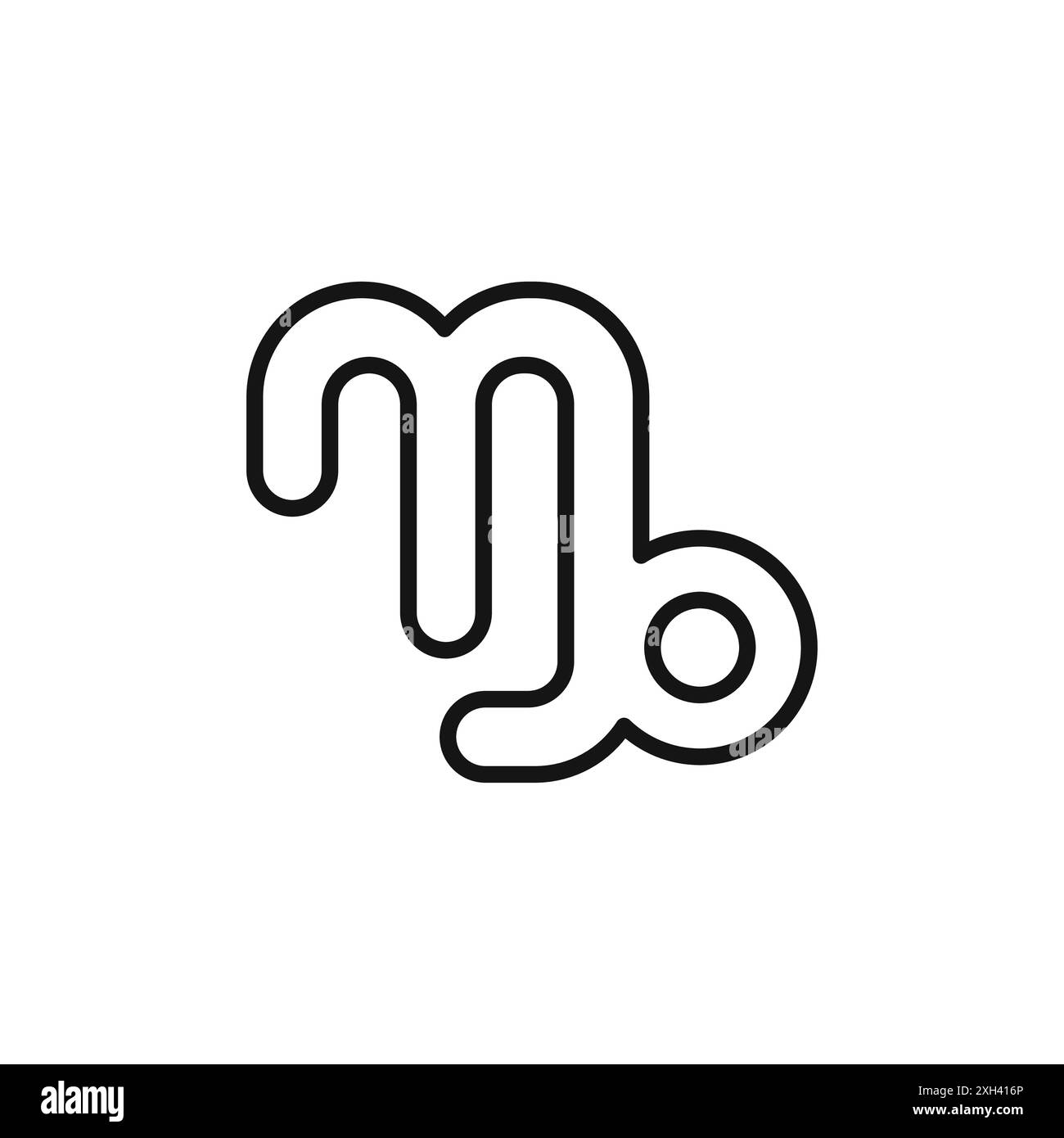 Icona del simbolo zodiaco Capricorno logo segno vettoriale contorno in bianco e nero Illustrazione Vettoriale