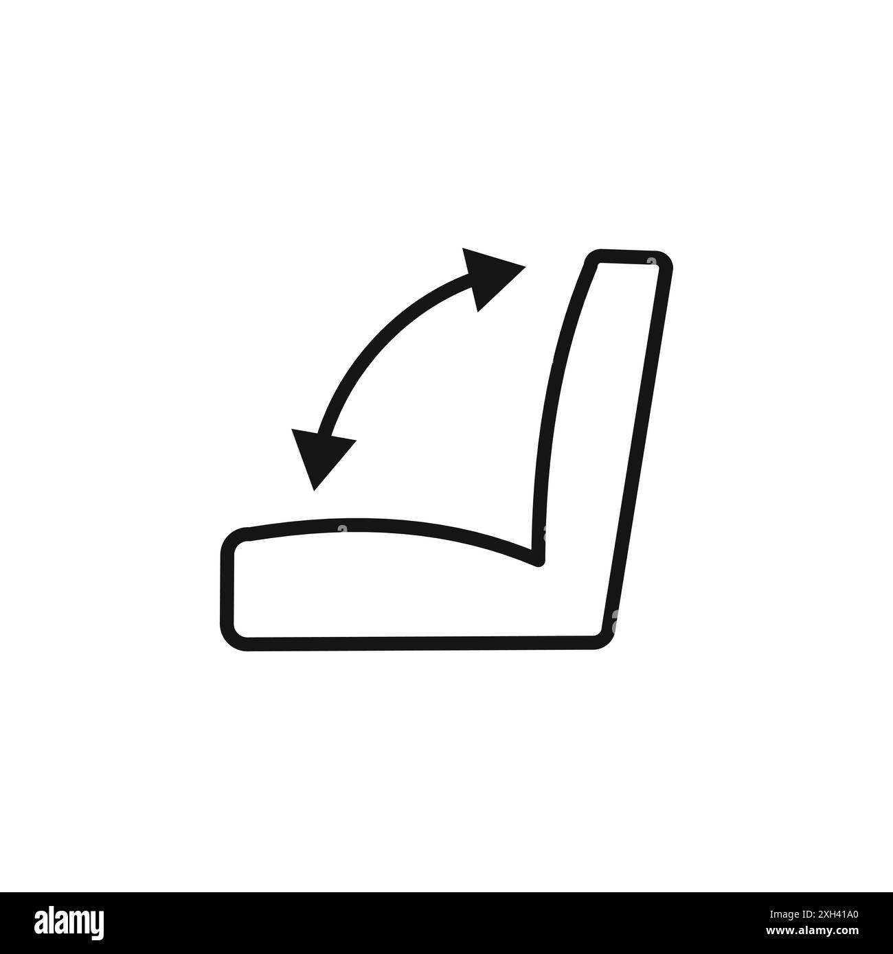 Icona di regolazione del seggiolino per auto, contorno vettoriale del logo in bianco e nero Illustrazione Vettoriale