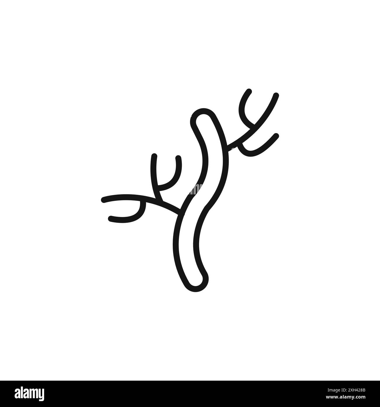 Il logo dell'icona dell'arteria umana indica il contorno vettoriale in bianco e nero Illustrazione Vettoriale