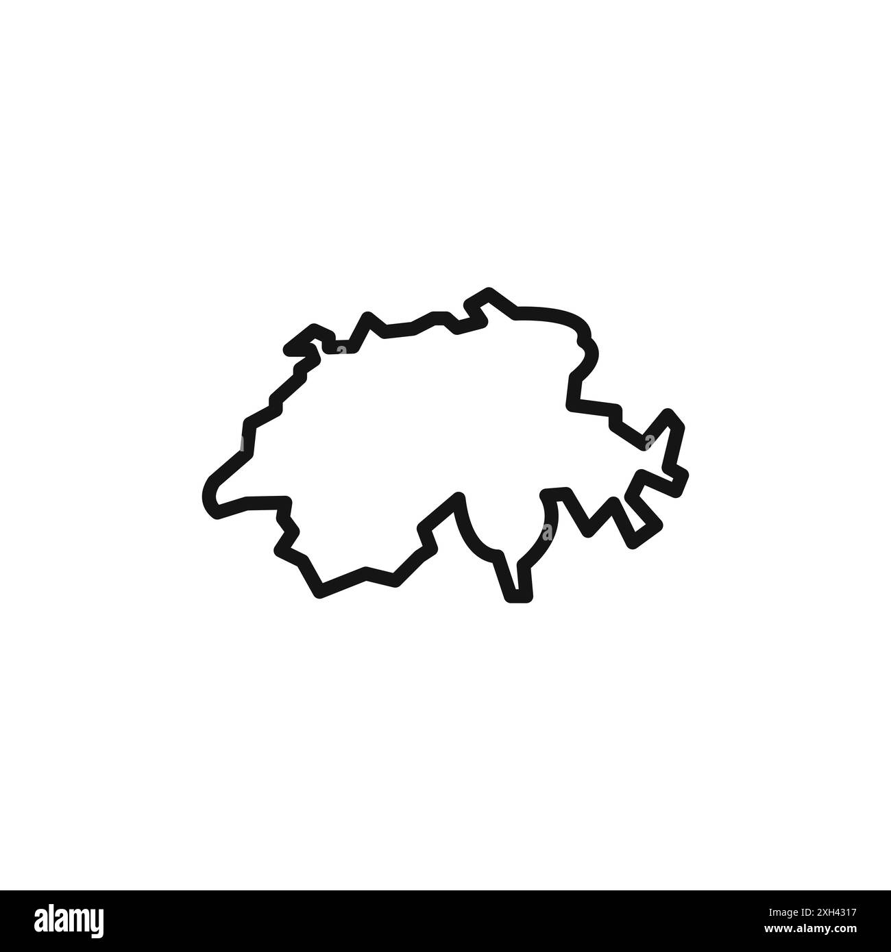 mappa della svizzera icona logo segno vettoriale contorno in bianco e nero Illustrazione Vettoriale