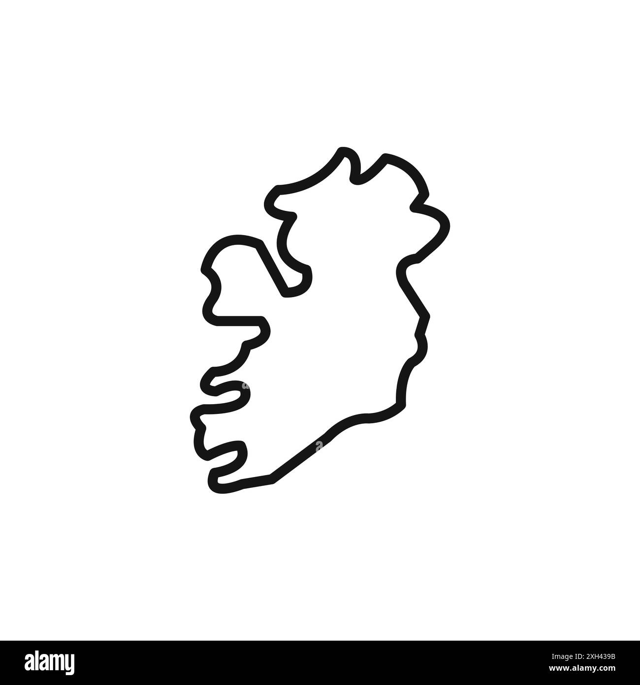 Icona della mappa dell'Irlanda, logo, contorno vettoriale in bianco e nero Illustrazione Vettoriale