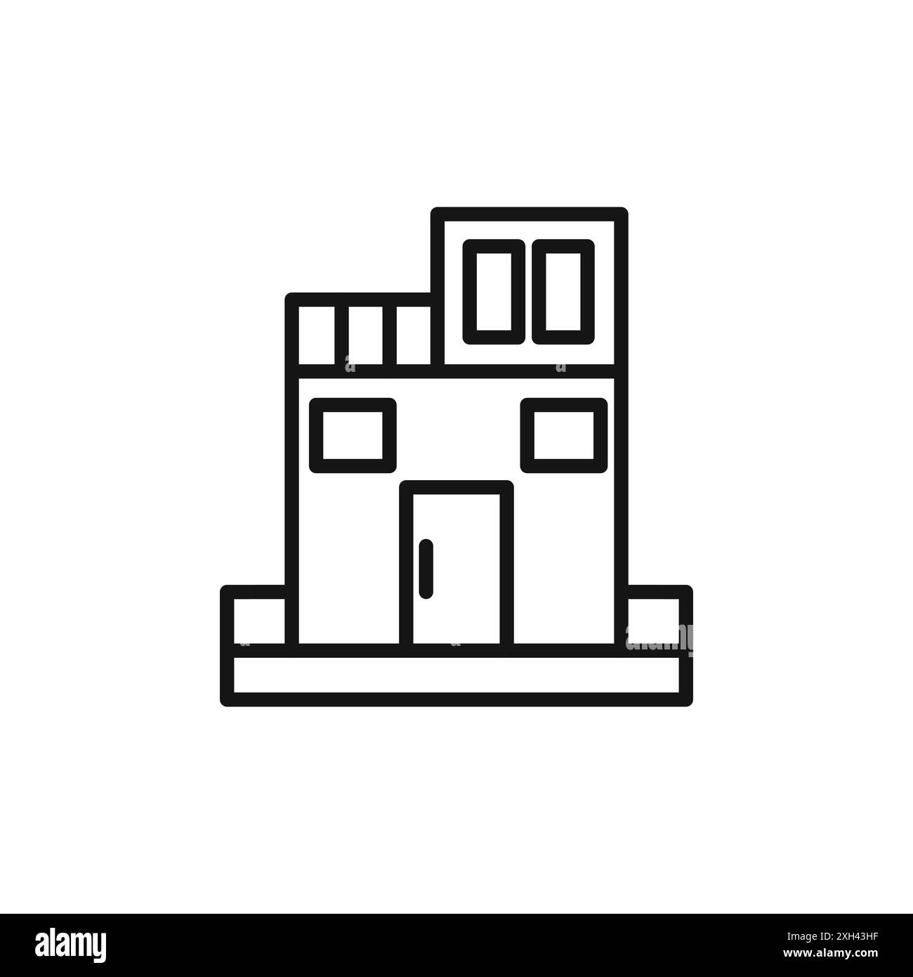 Profilo vettoriale del logo dell'icona dell'attico in bianco e nero Illustrazione Vettoriale