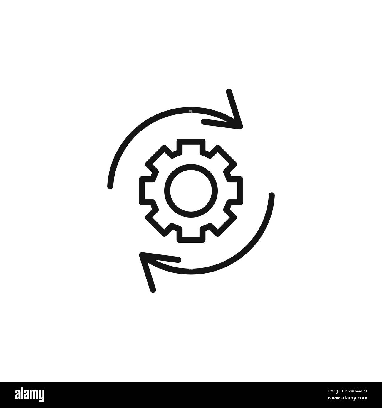 simbolo del logo dell'icona di elaborazione contorno vettoriale in bianco e nero Illustrazione Vettoriale