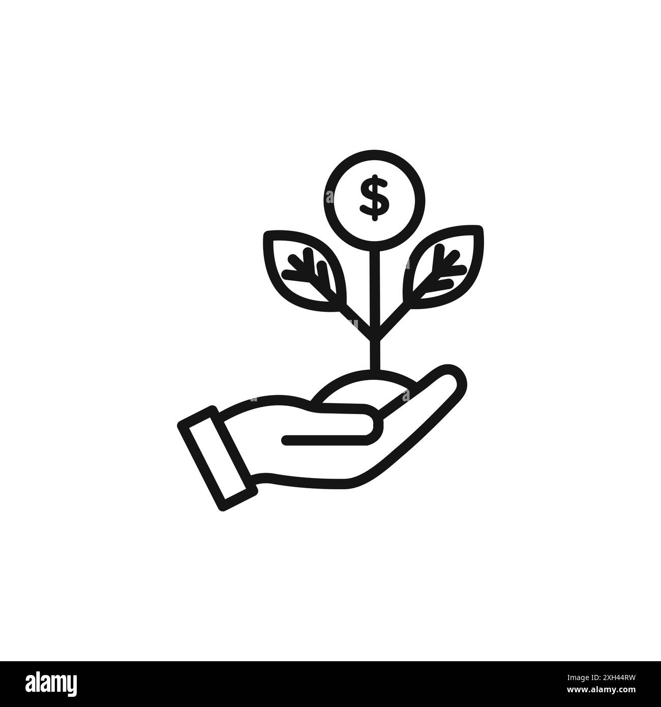 Logo Seed Money Icon contorno vettoriale in bianco e nero Illustrazione Vettoriale