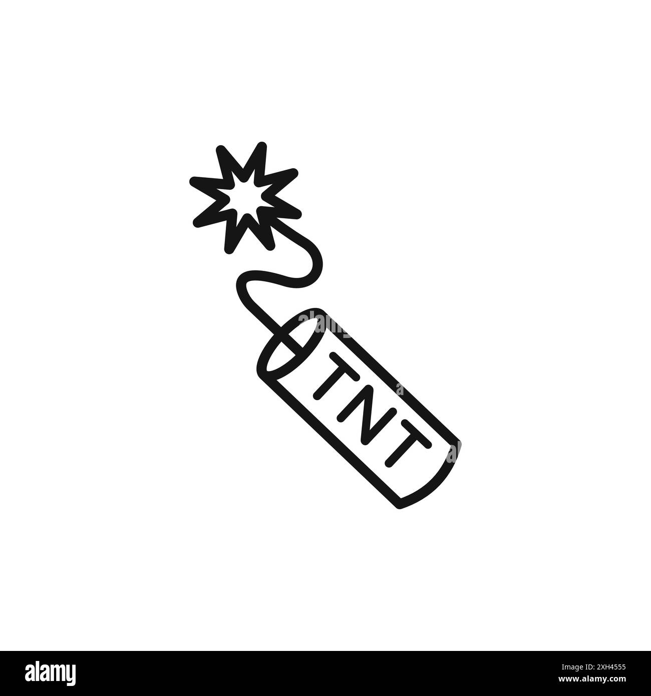 Il logo dell'icona TNT dinamite indica il contorno vettoriale in bianco e nero Illustrazione Vettoriale
