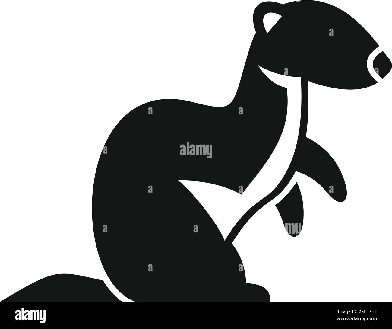 Semplice icona in bianco e nero di un furetto seduto e rivolto verso destra Illustrazione Vettoriale
