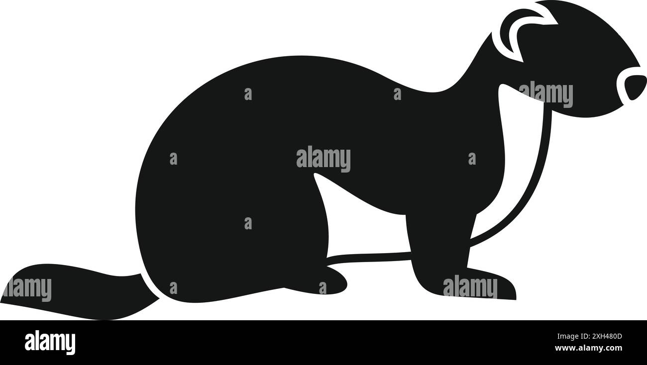 Semplice silhouette nera di un furetto in piedi su quattro gambe Illustrazione Vettoriale