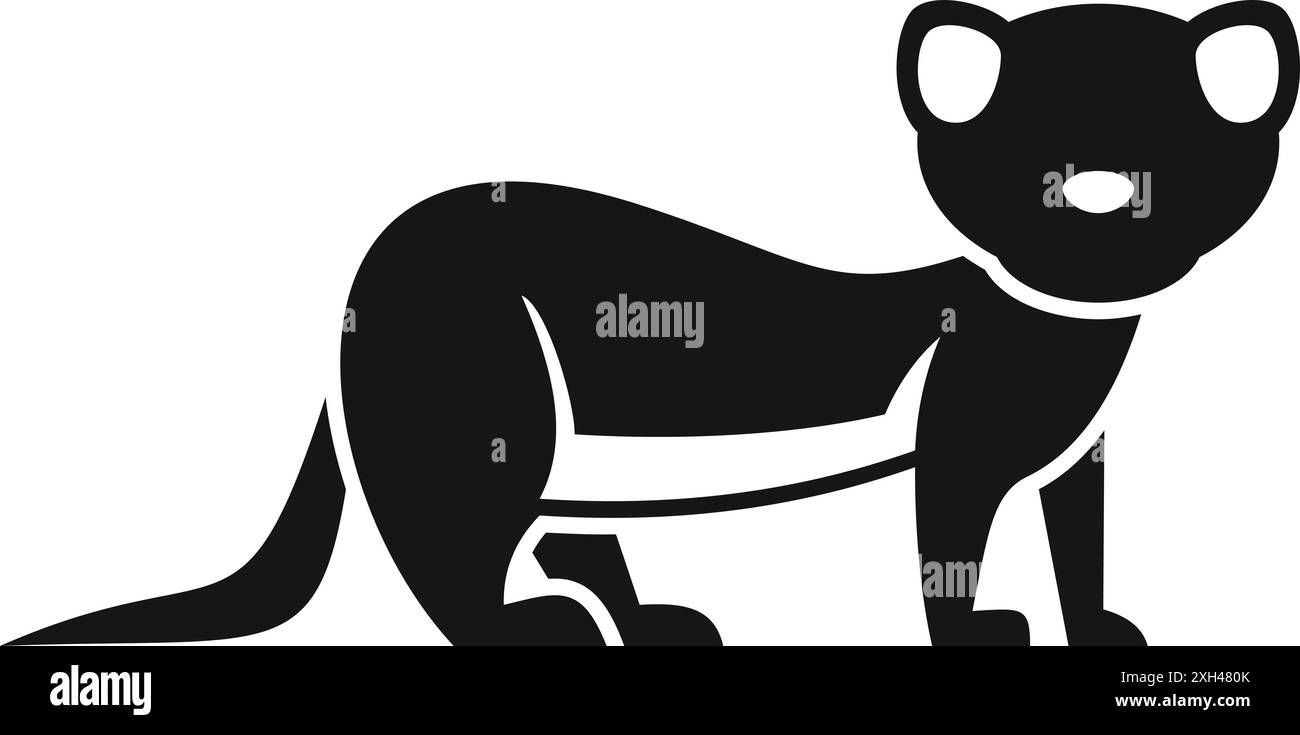 Semplice icona di un furetto in bianco e nero Illustrazione Vettoriale