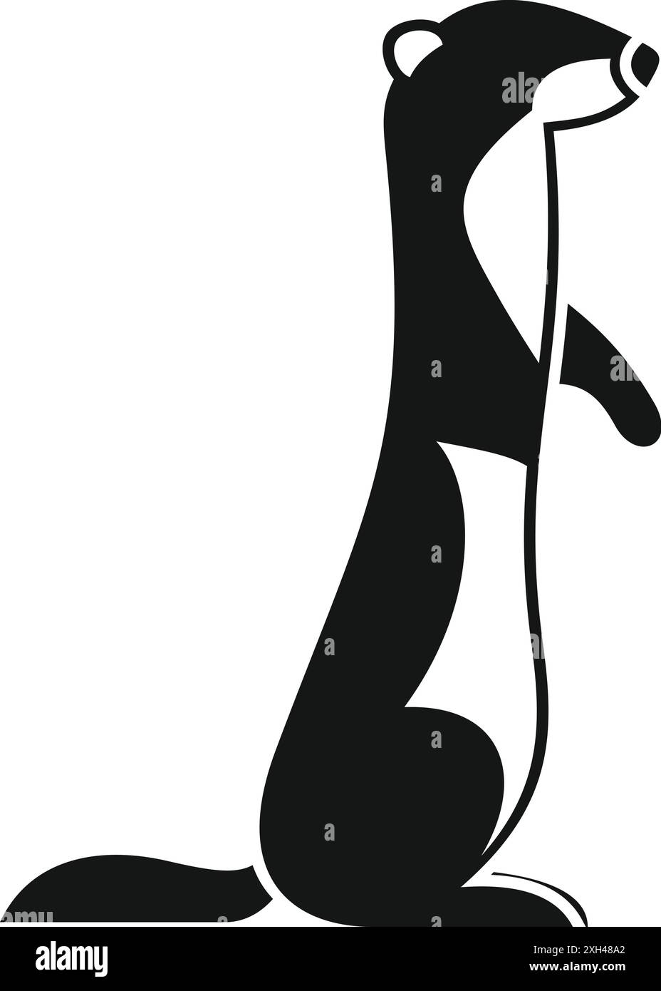 Silhouette nera di un furetto in piedi sulle gambe posteriori Illustrazione Vettoriale