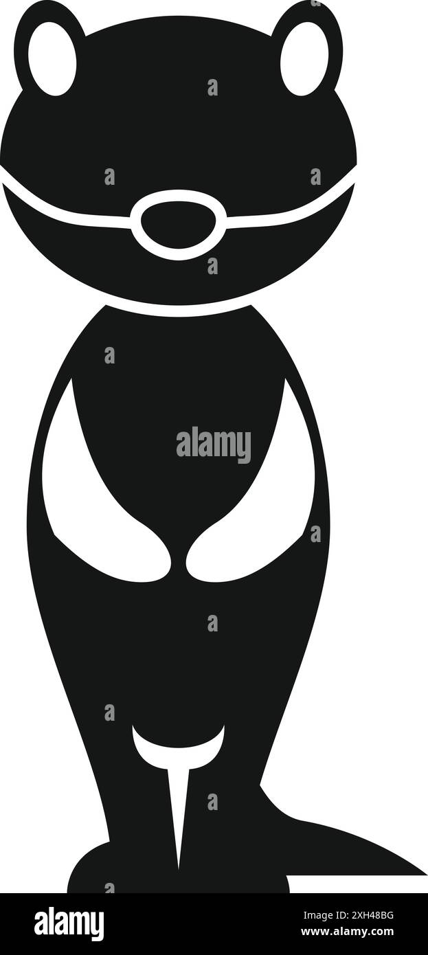 Semplice illustrazione di un meerkat in piedi sulle zampe posteriori Illustrazione Vettoriale