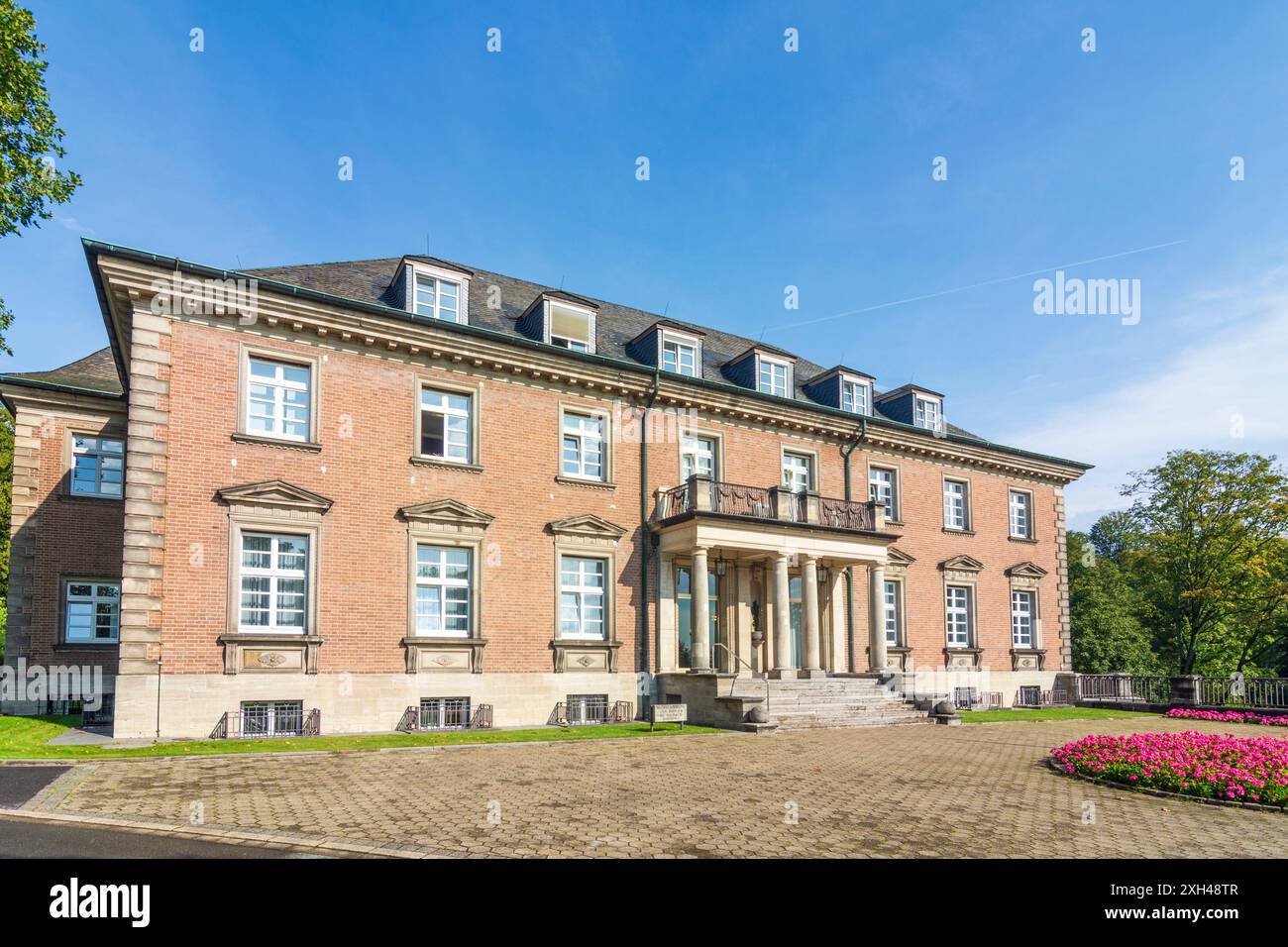 Essen: Neues Gästehaus (nuova pensione), oggi Alfred Krupp von Bohlen und Halbach-Stiftung, a Villa Hügel a Ruhrgebiet, Nordrhein-Westfalen, nord Foto Stock