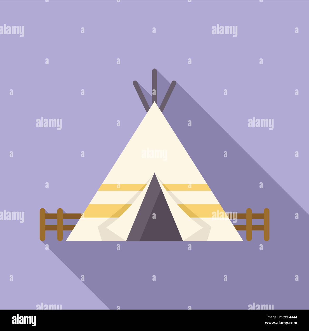 Illustrazione minimalista con un teepee nativo americano in piedi in un campo, che evoca un senso di storia e patrimonio culturale Illustrazione Vettoriale