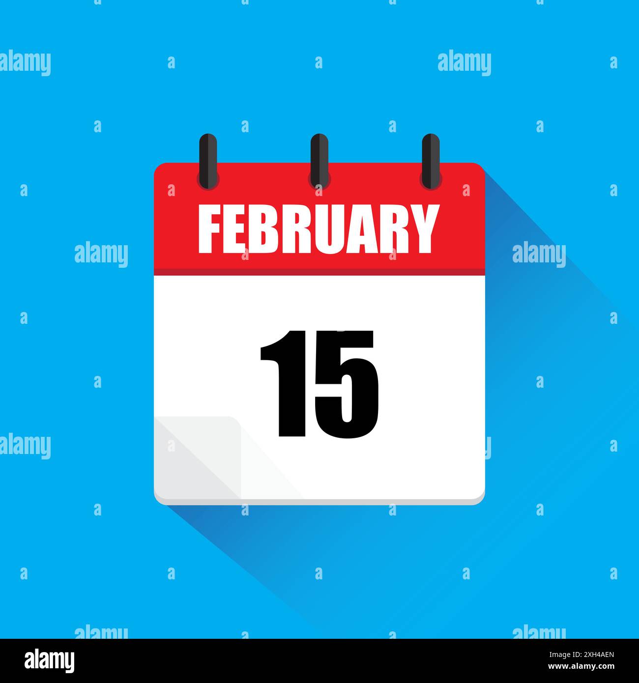 Icona del calendario di febbraio. Vettore data 15. Data quindici. Design omogeneo. Illustrazione Vettoriale