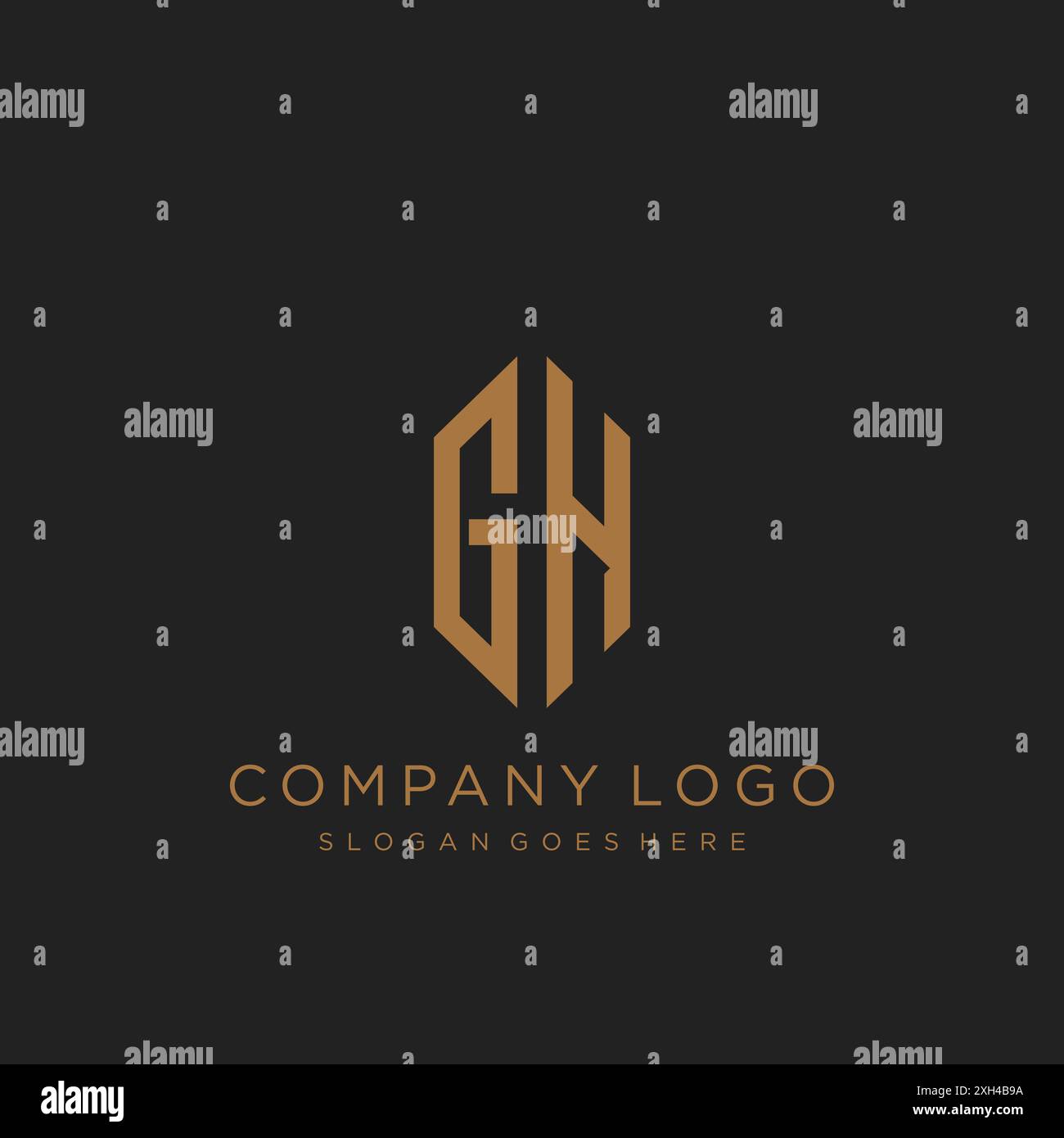 Design dell'icona del logo GH Letter Illustrazione Vettoriale