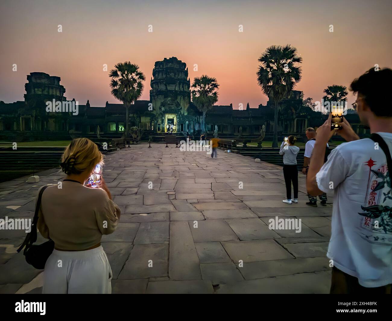 Sito Patrimonio dell'Umanità dell'UNESCO ad Angkor Wat, un complesso di templi indù-buddisti vicino a Siem Reap, Cambogia. Foto Stock