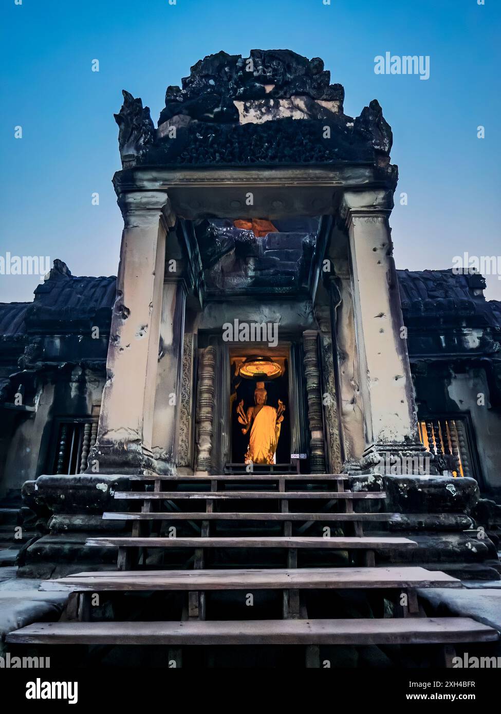 Sito Patrimonio dell'Umanità dell'UNESCO ad Angkor Wat, un complesso di templi indù-buddisti vicino a Siem Reap, Cambogia. Foto Stock