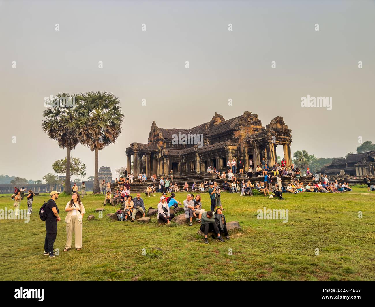 Sito Patrimonio dell'Umanità dell'UNESCO ad Angkor Wat, un complesso di templi indù-buddisti vicino a Siem Reap, Cambogia. Foto Stock