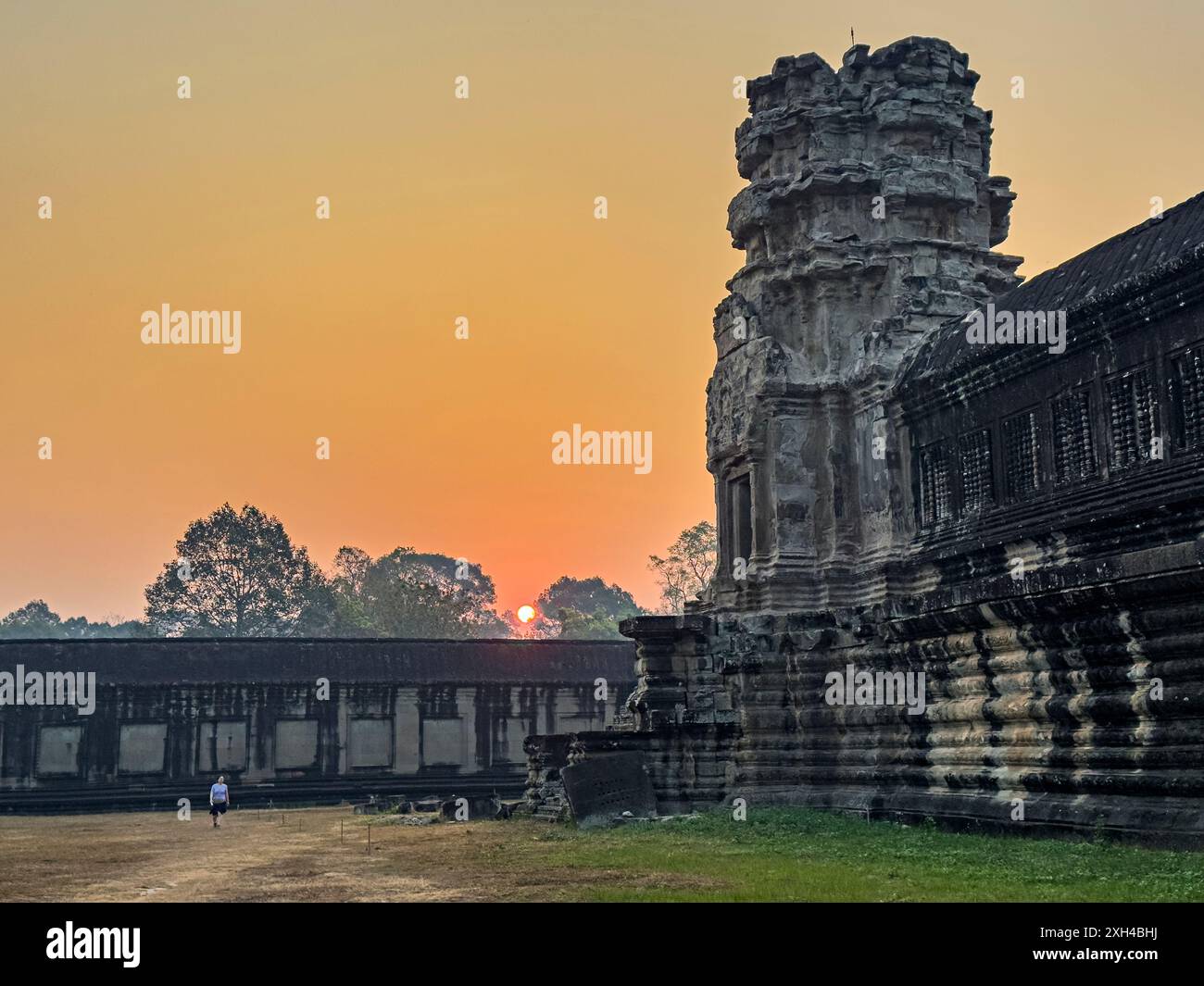 Sito Patrimonio dell'Umanità dell'UNESCO ad Angkor Wat, un complesso di templi indù-buddisti vicino a Siem Reap, Cambogia. Foto Stock