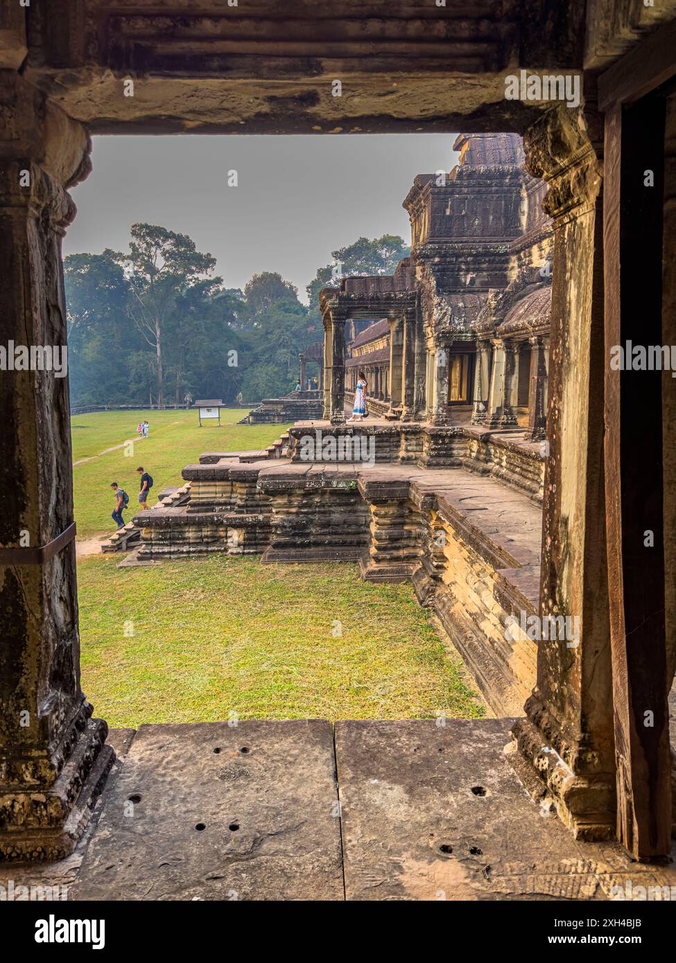 Sito Patrimonio dell'Umanità dell'UNESCO ad Angkor Wat, un complesso di templi indù-buddisti vicino a Siem Reap, Cambogia. Foto Stock