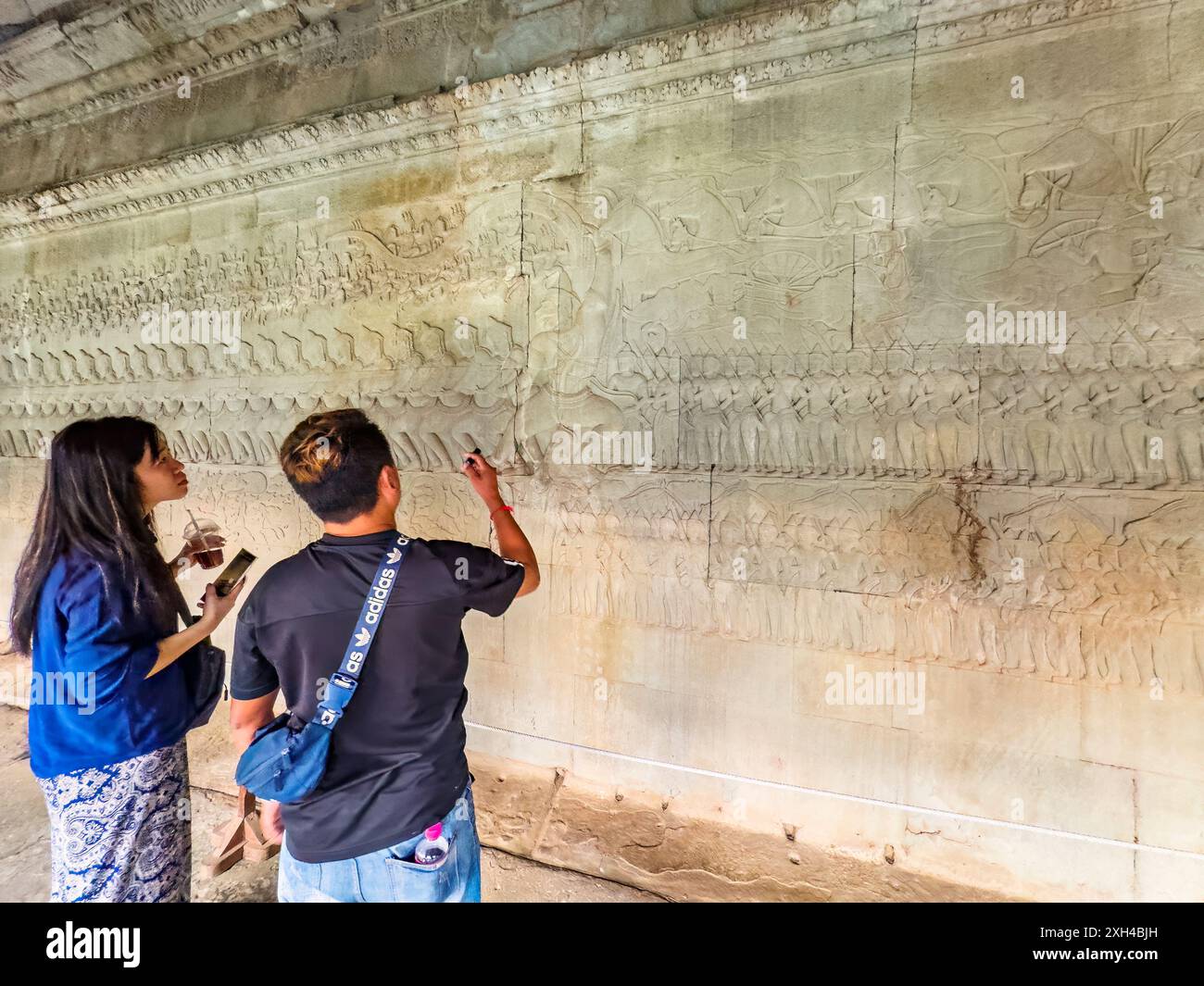 Sito Patrimonio dell'Umanità dell'UNESCO ad Angkor Wat, un complesso di templi indù-buddisti vicino a Siem Reap, Cambogia. Foto Stock