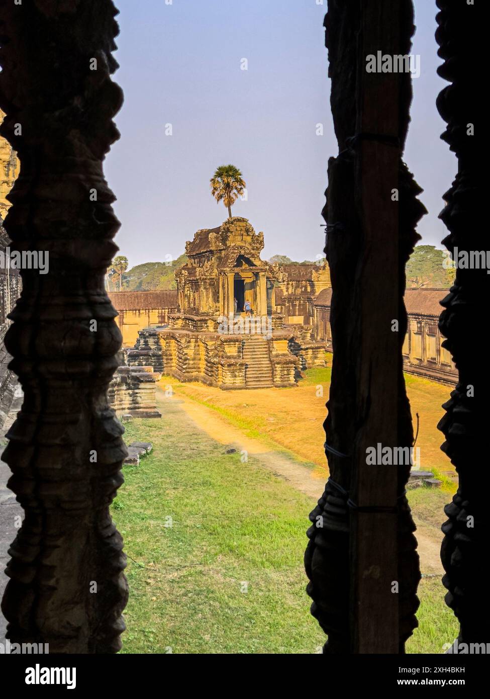 Sito Patrimonio dell'Umanità dell'UNESCO ad Angkor Wat, un complesso di templi indù-buddisti vicino a Siem Reap, Cambogia. Foto Stock