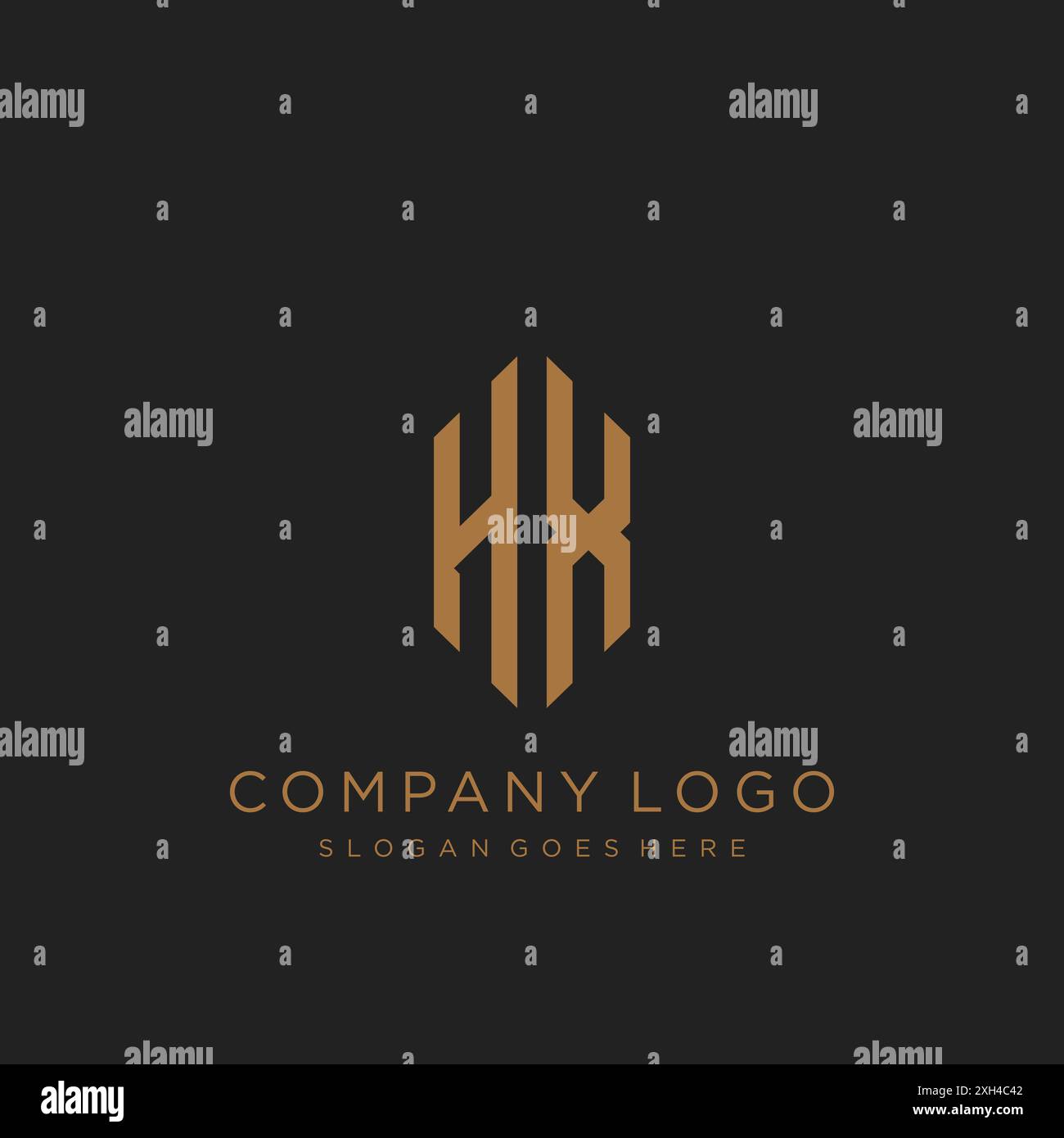 Design dell'icona con il logo della lettera HX Illustrazione Vettoriale
