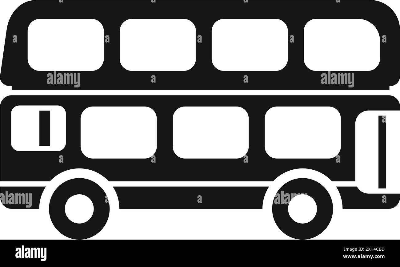 Semplice icona di un autobus a due piani, una vista comune a londra e in altre grandi città, che rappresenta il trasporto pubblico Illustrazione Vettoriale