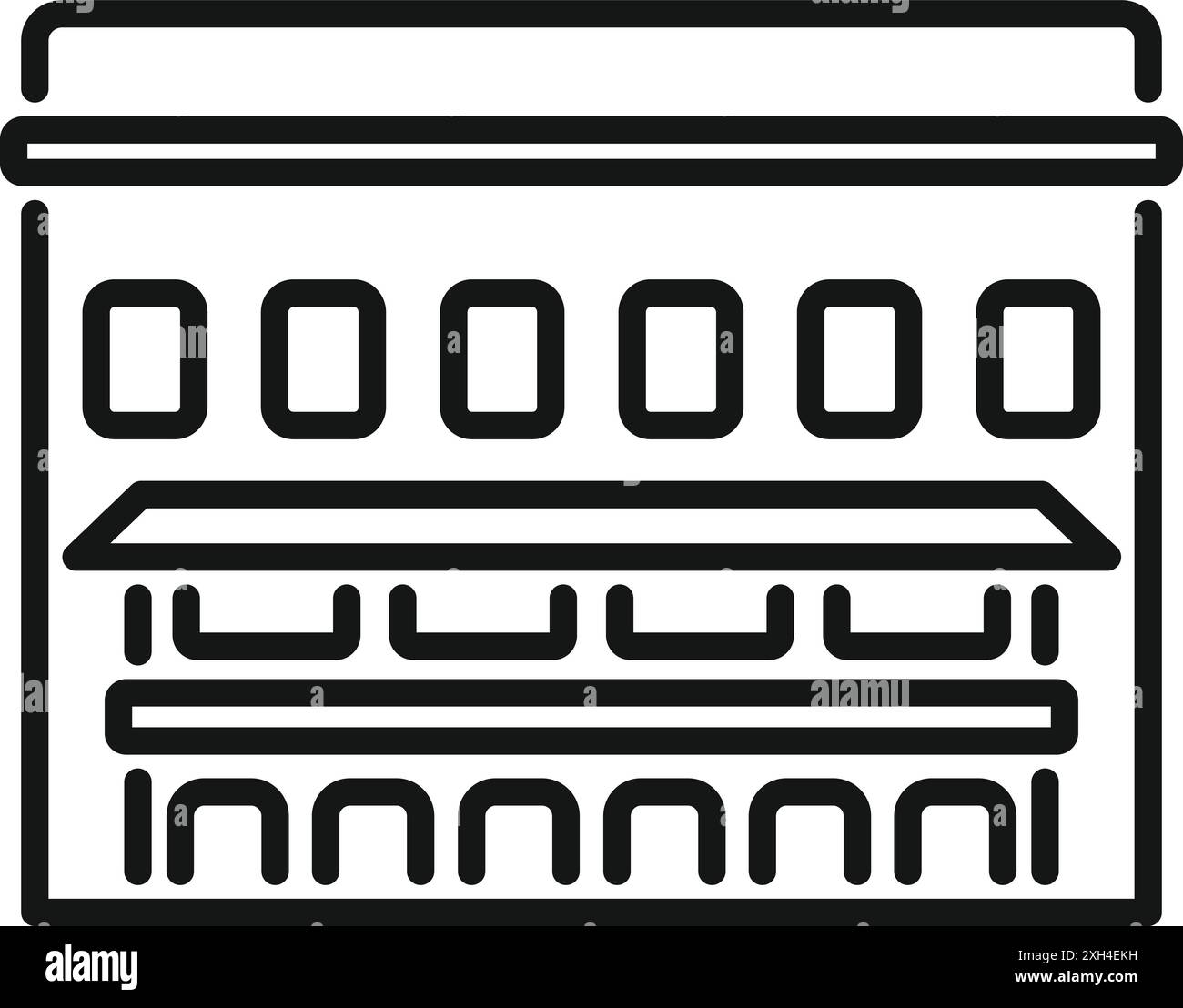 Semplice icona a forma di linea di un edificio della stazione ferroviaria, perfetta per applicazioni o siti Web Illustrazione Vettoriale