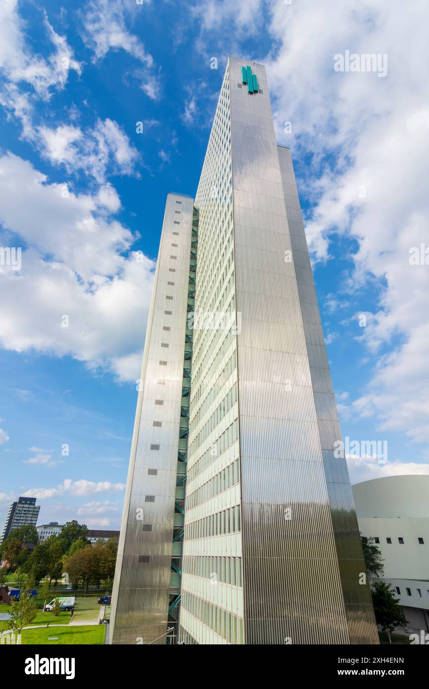 Düsseldorf: Grattacielo Dreischeibenhaus a Düsseldorf und Neanderland, Nordrhein-Westfalen, Renania settentrionale-Vestfalia, Germania Foto Stock