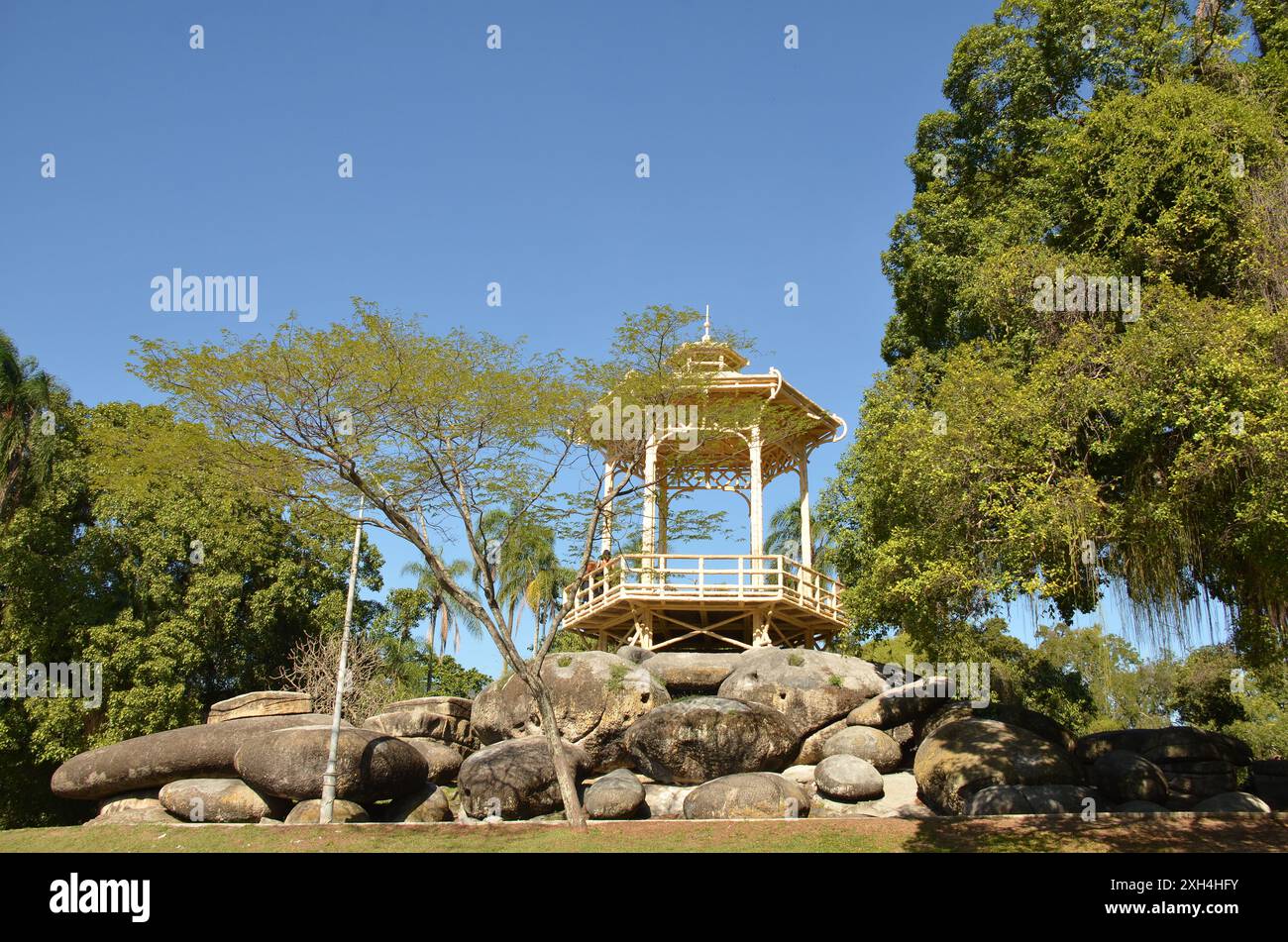 Nucleo coloniale nel parco municipale di Quinta da Boa Vista. Sito storico dove visse la famiglia reale nel XIX secolo Foto Stock