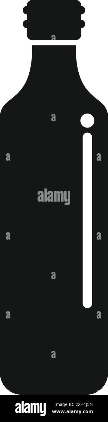 Icona di una bottiglia nera che raffigura un contenitore pieno, ideale per rappresentare bevande, bevande e rinfreschi Illustrazione Vettoriale