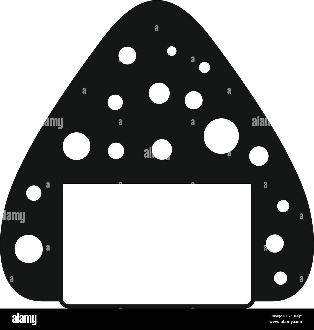 Icona in bianco e nero di una tradizionale palla di riso giapponese, spesso gustata come uno spuntino o un pasto veloce e gustoso Illustrazione Vettoriale