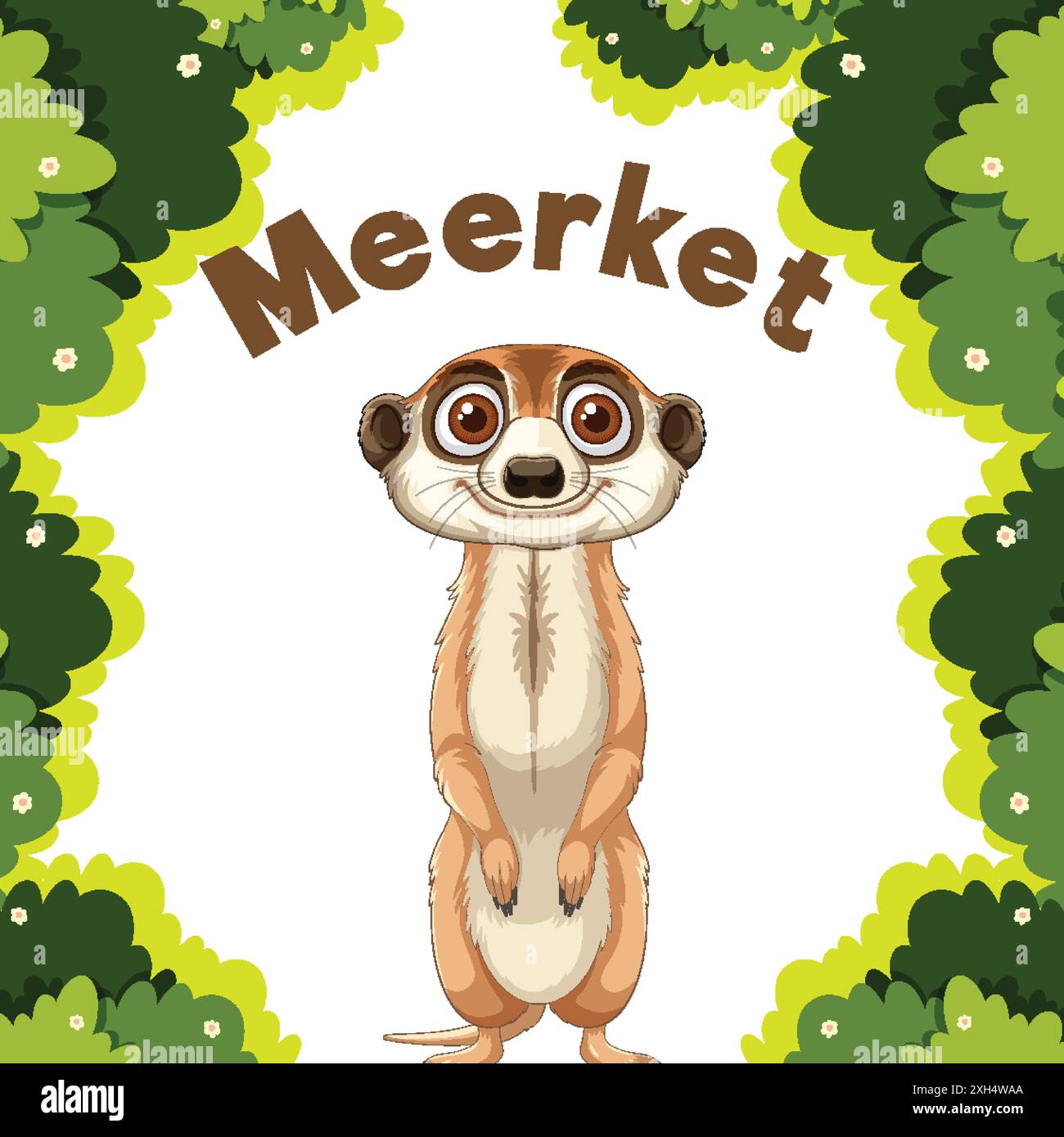 Illustrazione di un meerkat circondato da alberi Illustrazione Vettoriale