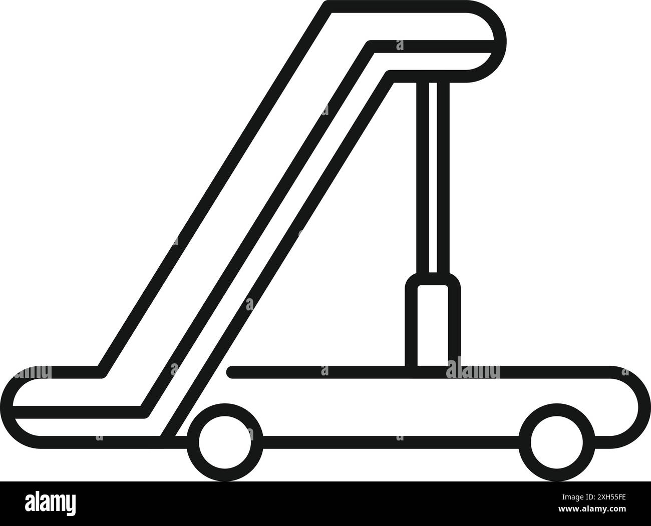 Semplice icona a forma di linea che rappresenta un nastro trasportatore aeroportuale che trasporta bagagli e merci tra un aereo e il terminal Illustrazione Vettoriale