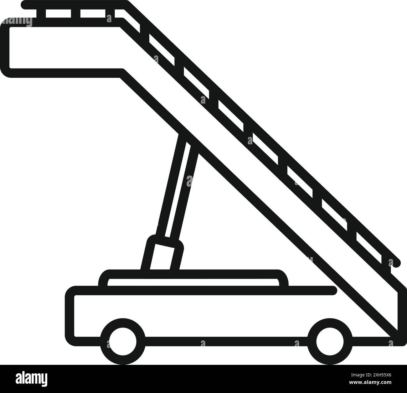 Icona di stile del profilo di una rampa d'imbarco in aeroporto in attesa dei passeggeri Illustrazione Vettoriale