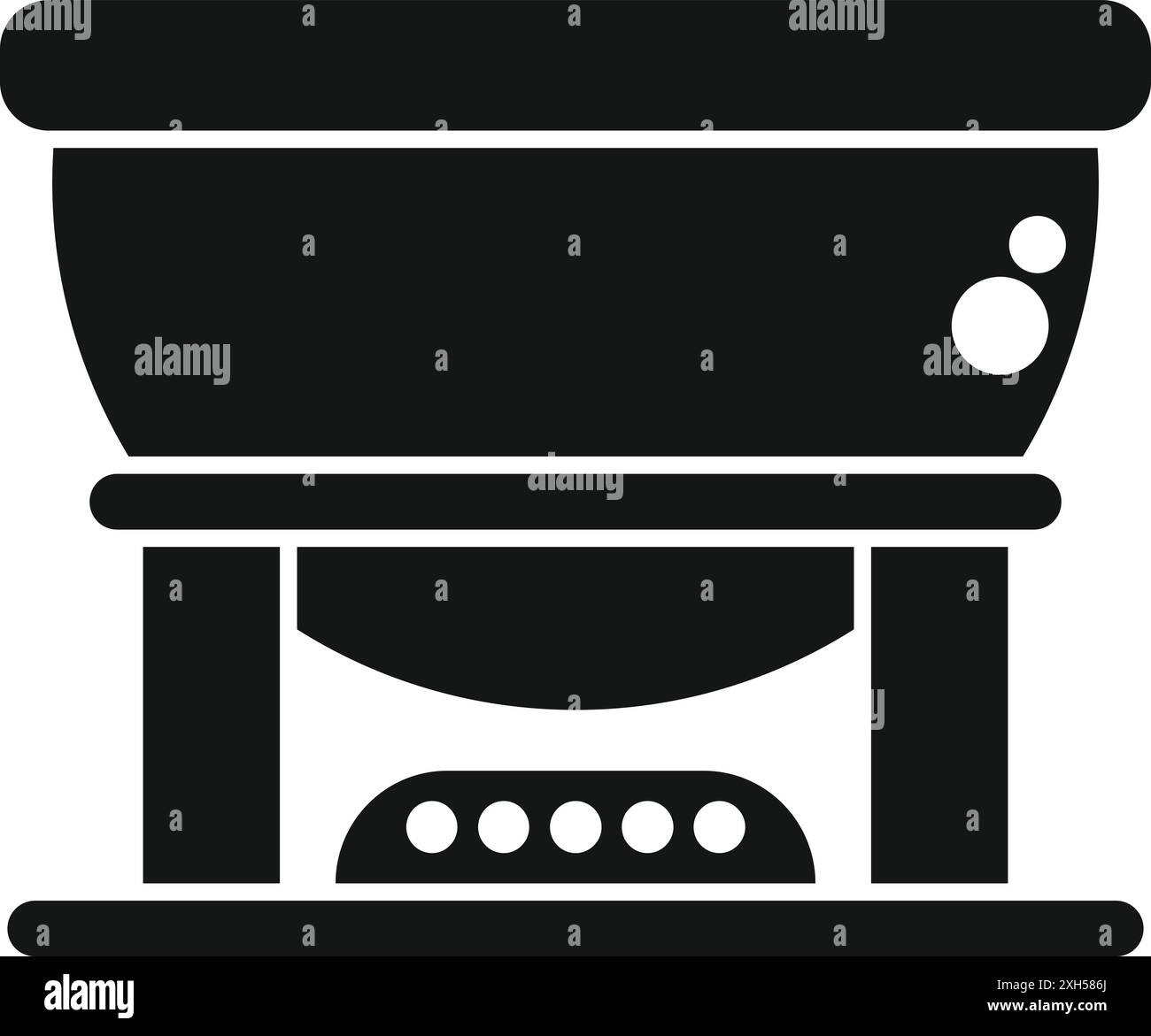 Silhouette nera icona della vaporiera industriale per alimenti per cucina professionale Illustrazione Vettoriale