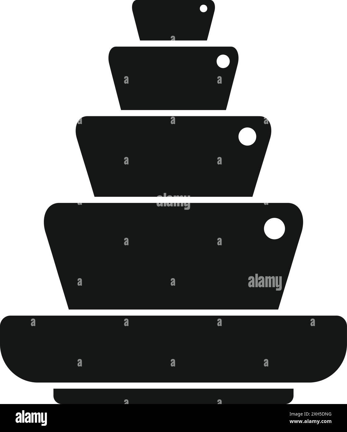 Silhouette nera di un elemento d'acqua in pietra per esterni con gradini a cascata Illustrazione Vettoriale