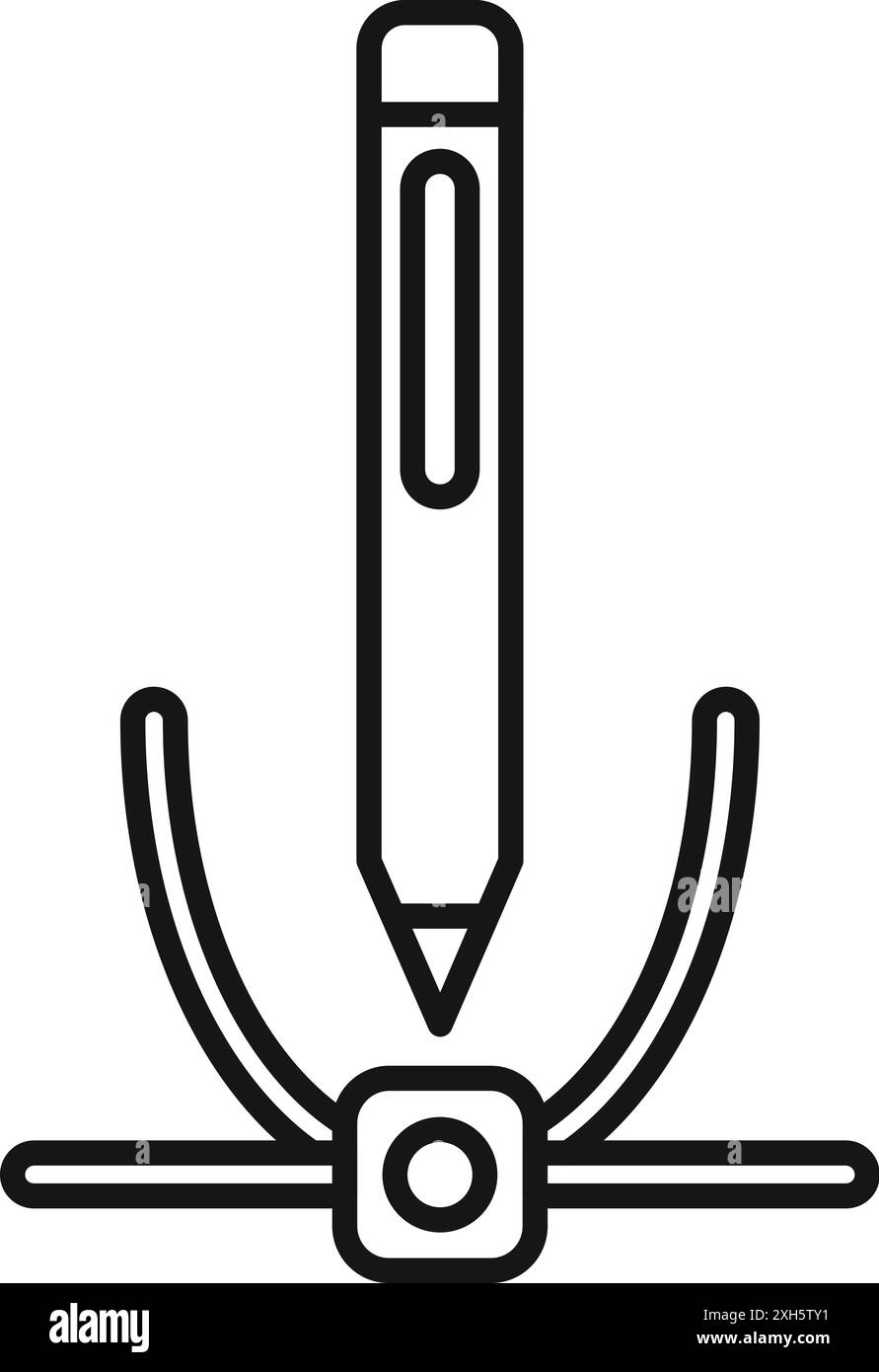 Icona della line art di una penna che firma un documento digitale, che rappresenta le firme elettroniche e i contratti online Illustrazione Vettoriale