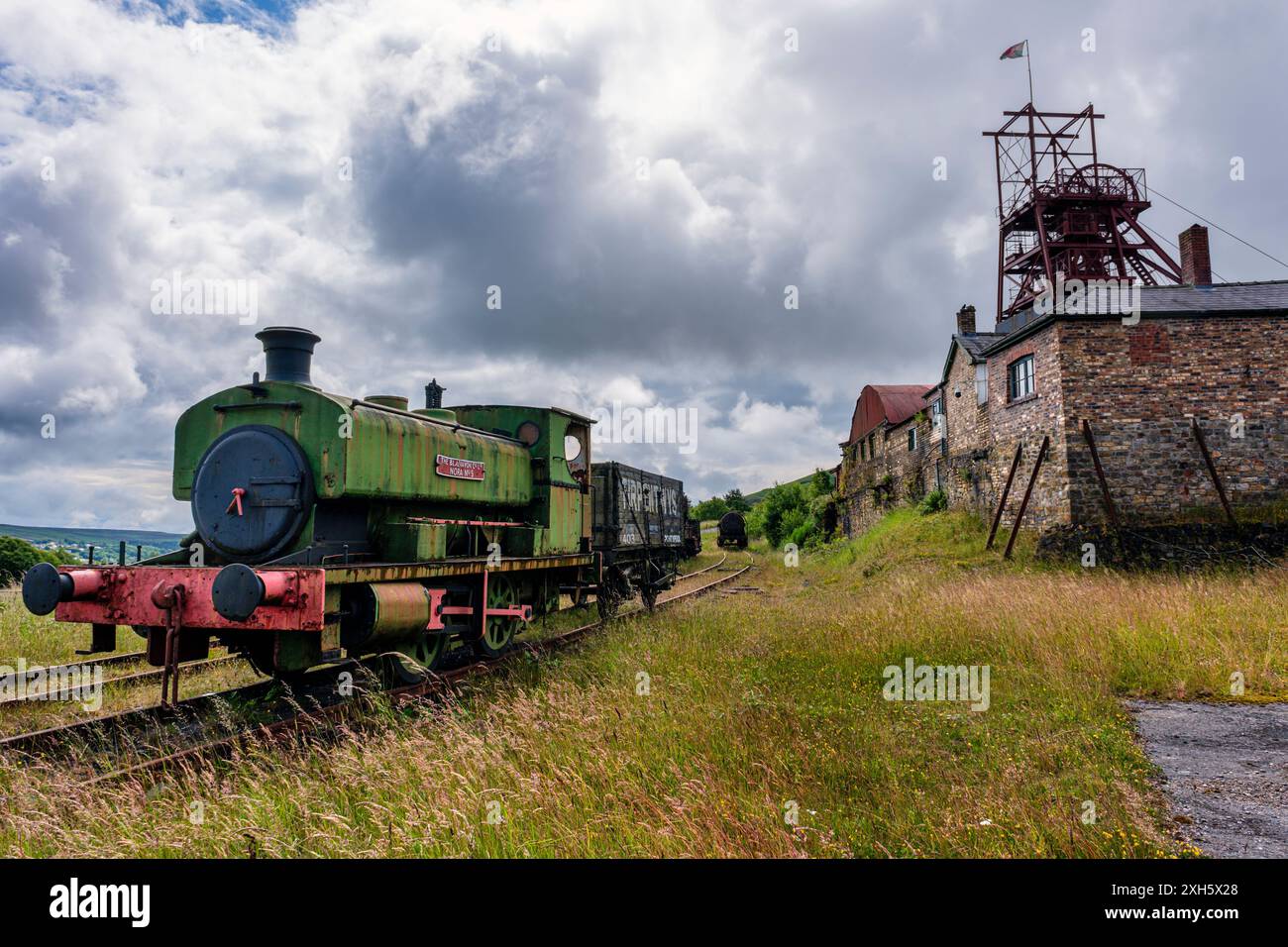 Una manovra a vapore e l'attrezzatura per avvolgere la testa al Big Pit National Mining Museum of Wales, Blaenafon, Galles del Sud Foto Stock