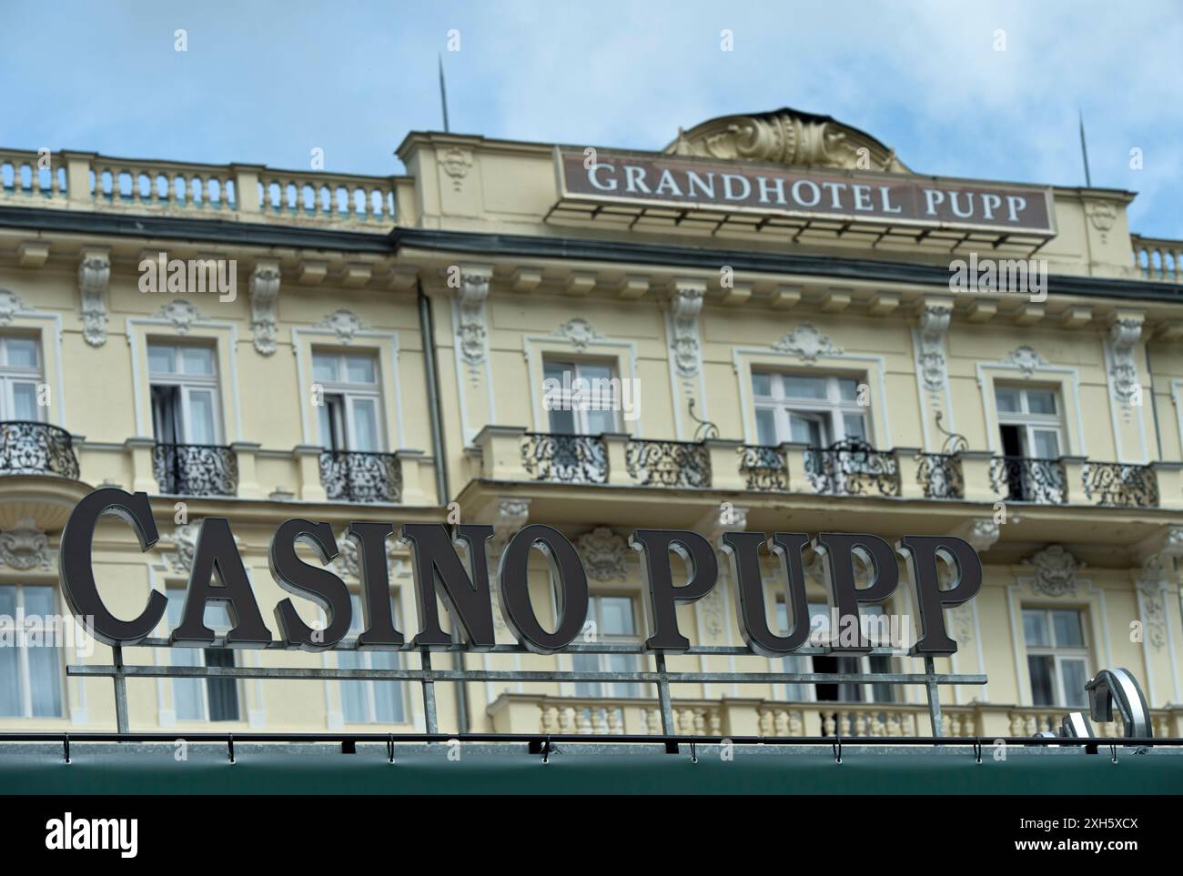 Casinò Pupp al Grandhotel Pupp nel quartiere termale, Karlovy Vary, Boemia, Repubblica Ceca Foto Stock